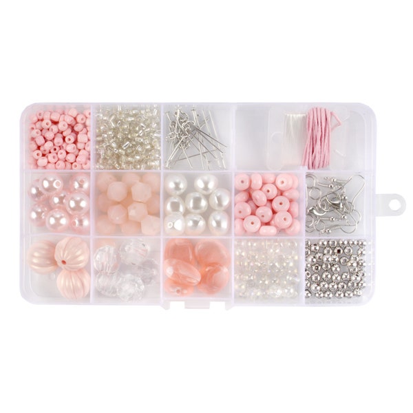 Bead Kits for Jewelry Making - DIY Bracelets, Necklaces, and Earrings - Pageant Pink