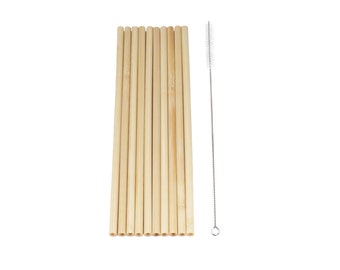 Reusable Bamboo Drinking Straws - Eco Friendly Plastic Alternative - Thin - 7.75"