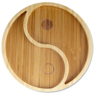 Bamboo Portion Control Plates Ecoware Reusable Dinnerware Divided Plates for Adults and Kids 3 Styles Yin Yang