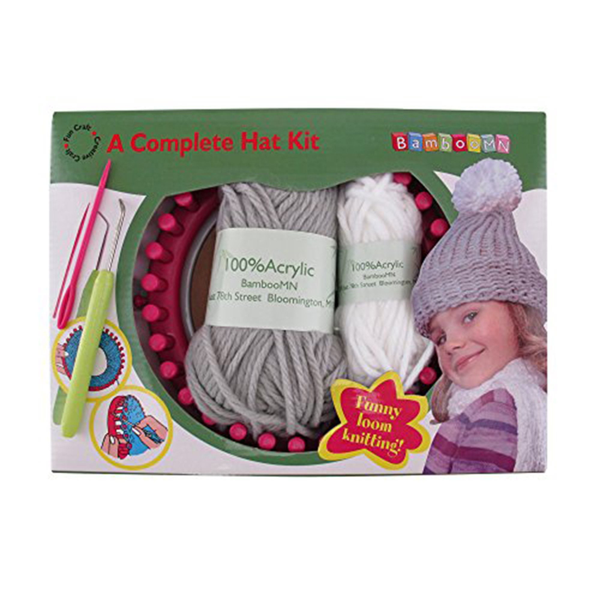Katech Knitting Loom Kit, Pompom Hat Knitting Loom Kit for Beginners,  Included Round Knitting Loom Step-by-Step Instructions Knit Hook and Pompom