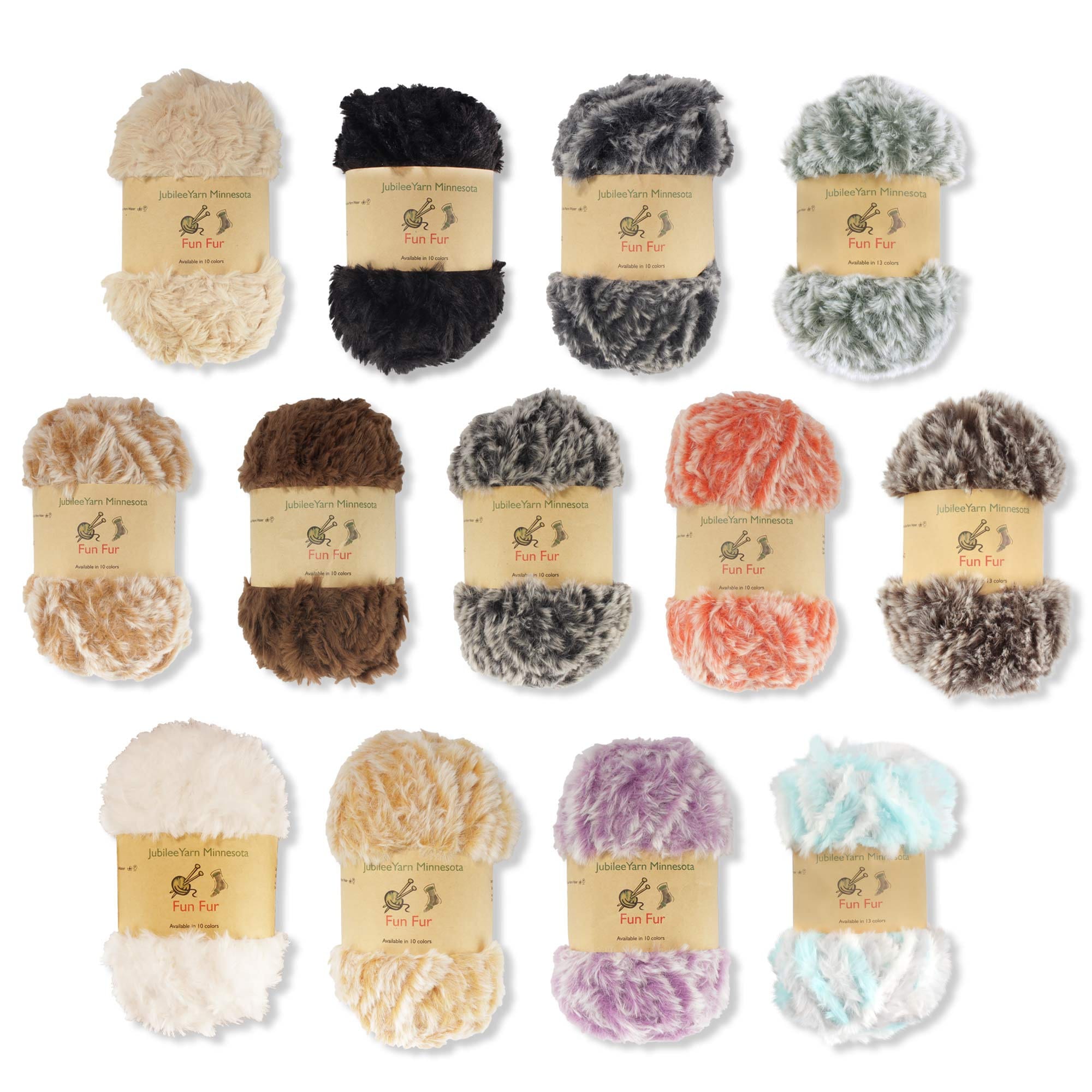 JubileeYarn Chunky Fluffy Faux Fur Eyelash Yarn - 100% Polyester -  100g/Skein - 2 Skeins - White 