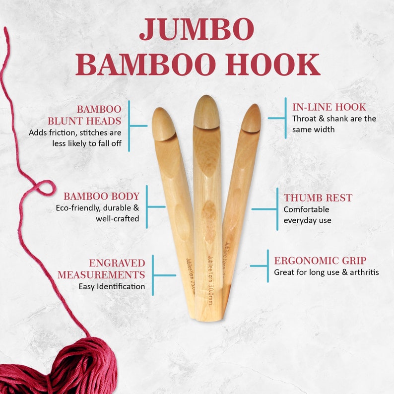 Jubileeyarn Bamboo Jumbo Crochet Hooks Sizes US PZ Etsy