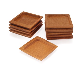 Small Solid Bamboo Dishes - 2.4" x 2.4" - Deep Square