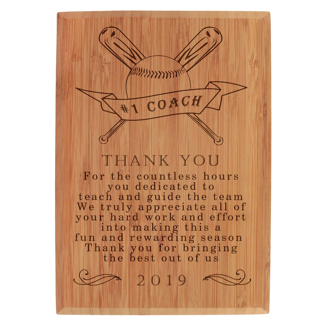 Laser Engraved Thank You Coach Plaque Sport Themed Etsy
