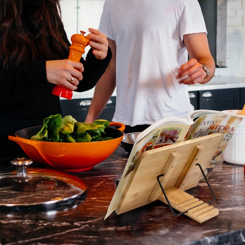 Bamboo Book Stand for Reading a Cookbook Stand / Recipe Book Etsy