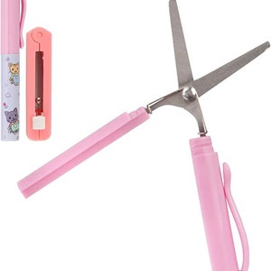 Multi-Purpose Mini Scissors Portable Functional Scissors Stainless Steel  Detail Craft Scissors Hand Scissors for Art Crafts Projects(pink)