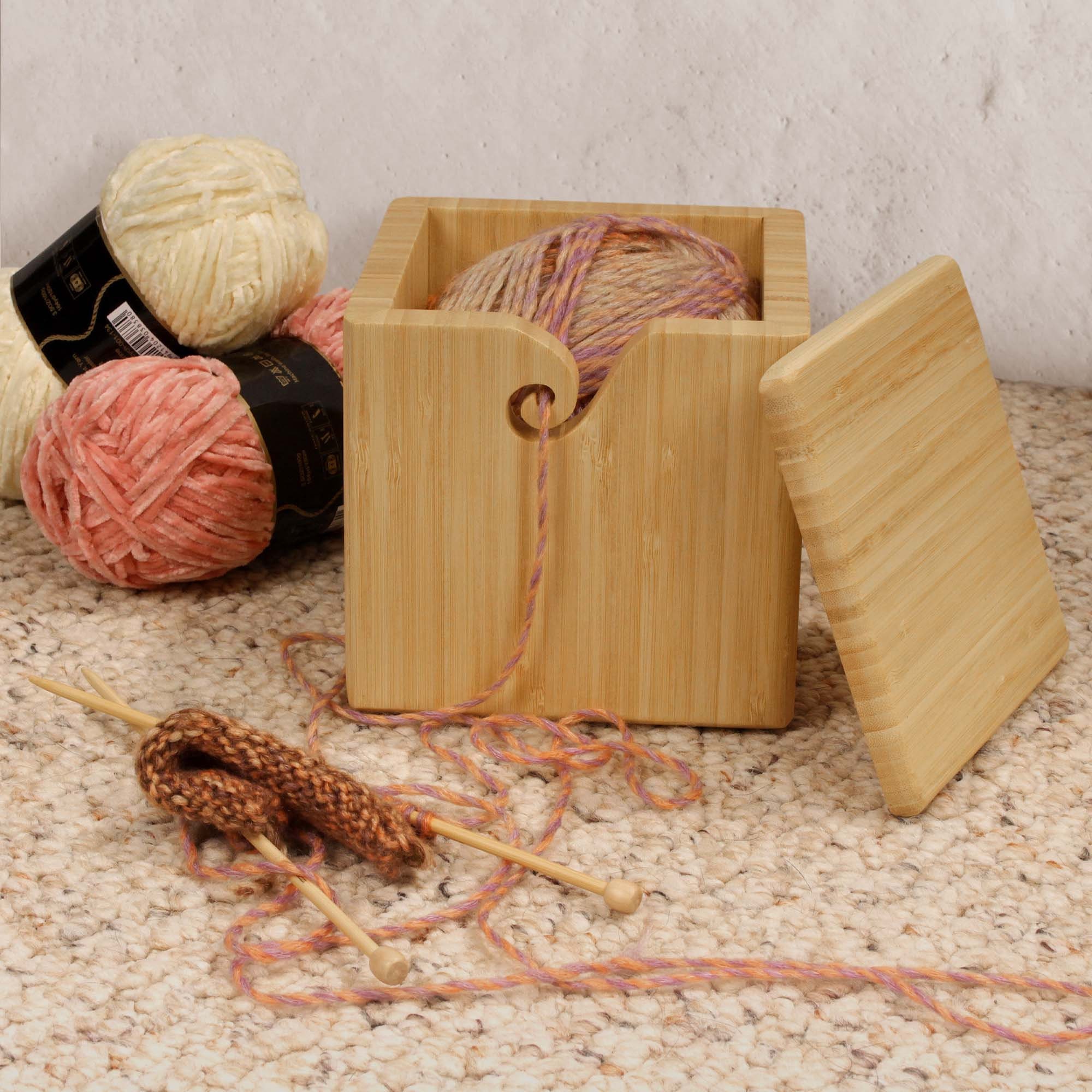 Jubileeyarn Bamboo Wooden Yarn Box Style Yarn Bowl 