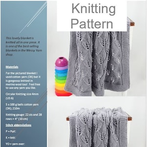 Baby Blanket Knitting Pattern - PDF Pattern for Hand Knit Bany blanket