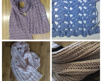 UK Crochet Terms PDF Pattern for 3 items | Two scarves and one cowl pattern - Instant Download Patterns UK Crochet Terms