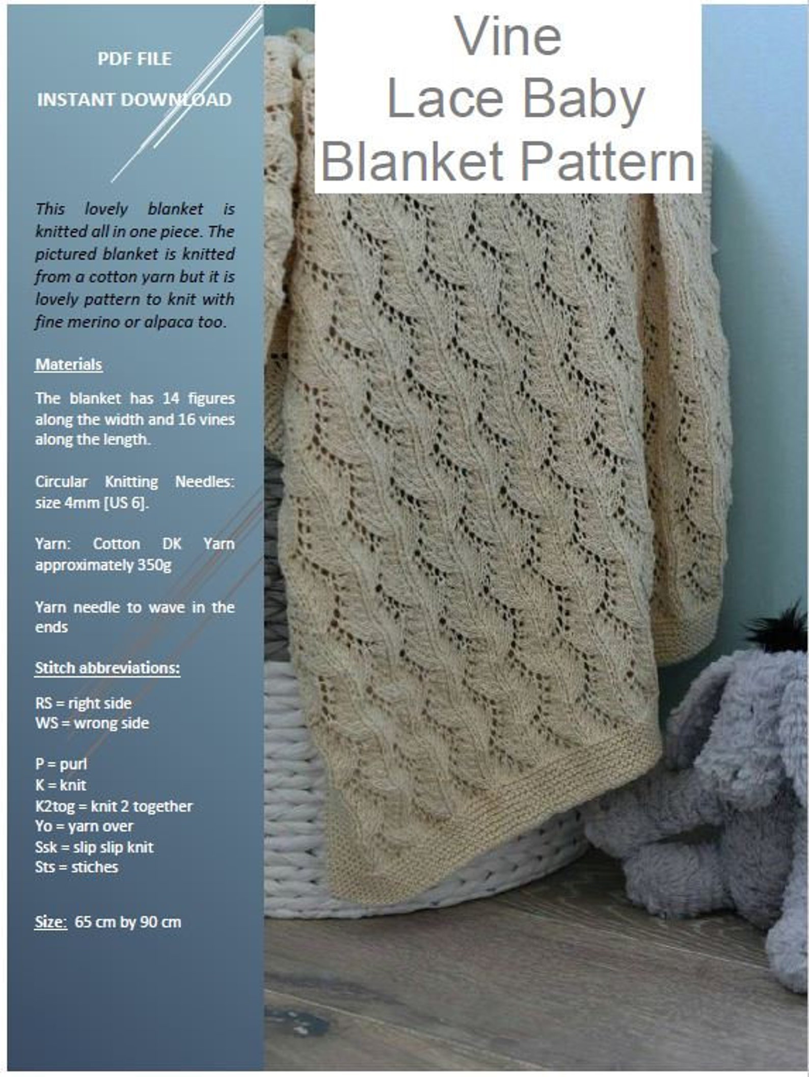 Knitting Pattern Vine Lace Baby Knitting Pattern Hand Etsy