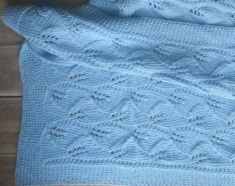 Overlapping Leaves Baby Blanket Knitting Pattern - PDF Pattern