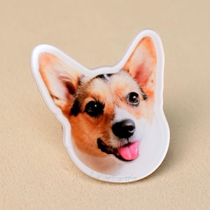 Custom Pet Face Brooch, Photo Brooch, Personalized Animal Brooch, Full Color Logo Printing on Paper Brooch, Gift Idea for Pet Lover