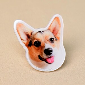 Custom Pet Face Brooch, Photo Brooch, Personalized Animal Brooch, Full Color Logo Printing on Paper Brooch, Gift Idea for Pet Lover