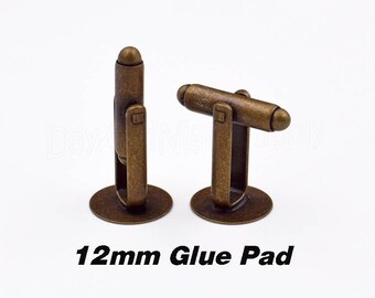 100pcs Circle Cuff Links Blanks-Glue On Cufflinks-Flat Pad Cuff link-Cufflink with Round Glue pad-6mm/8mm/10mm/12mm/15mm Glue Pad-7 Finishes