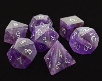 Dungeon And Dragon Dice Set, MTG Dice, Astrology Dice, D&D Dice Set, Wizard Dice, Amethyst /Labradorite Gemstone Dice, RPG or Tabletop