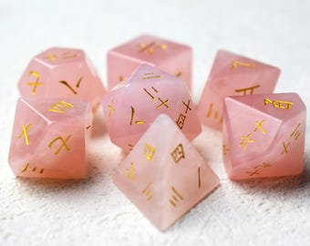 Black Obsidian Kanji Dice, Gemstone Dice, Dungeon And Dragon Dice Set, MTG Dice, Astrology Dice, D&D Dice, Wizard Dice, RPG or Tabletop