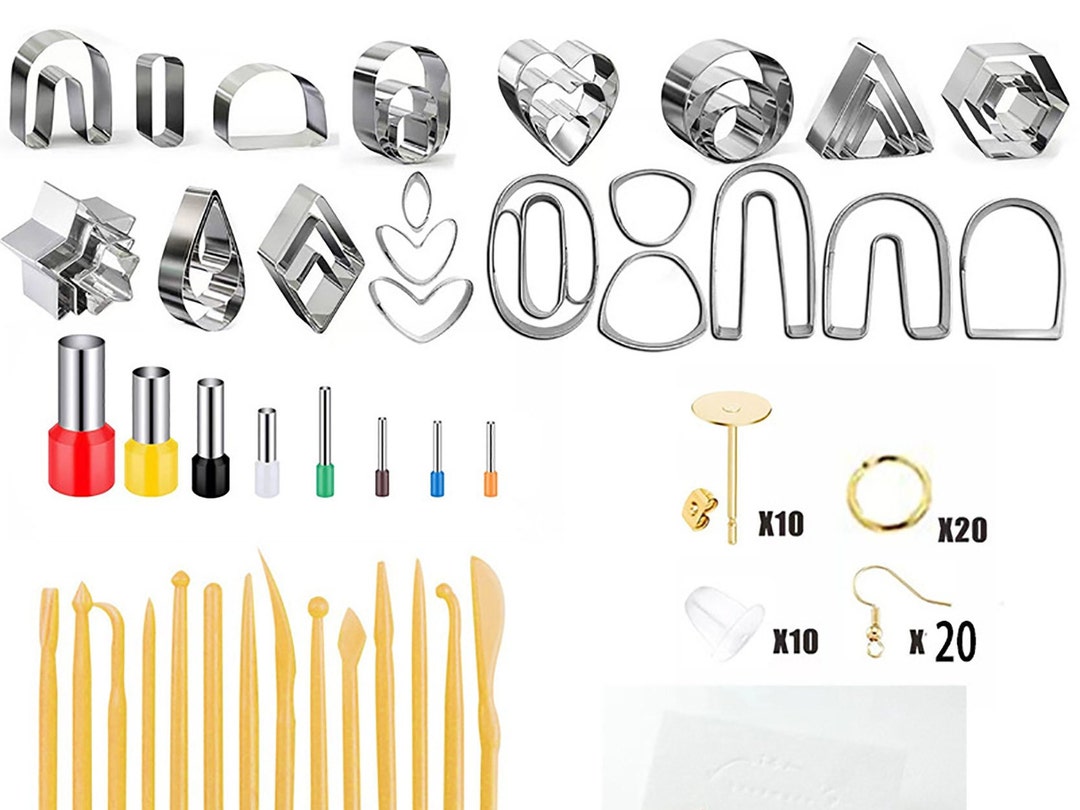 Basic Cutter 118 PCS Organic Basic Shape Polymer Clay Cutters Set, Embossed Floral ...