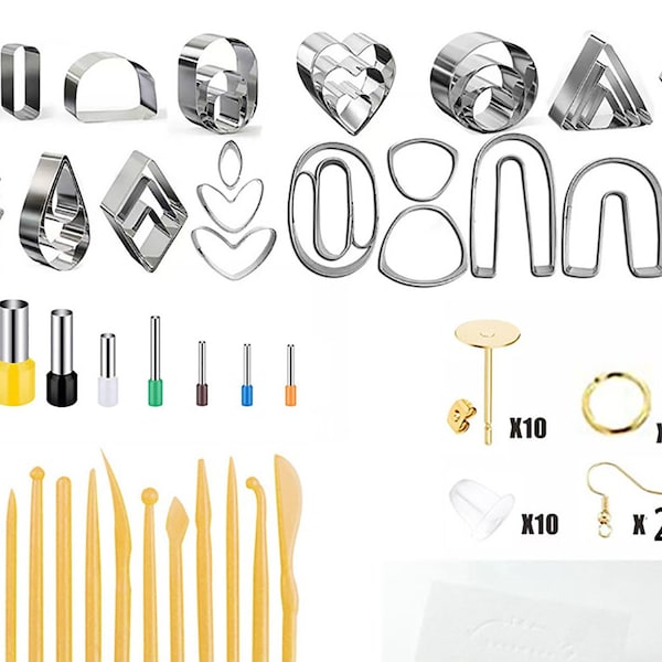 118 PCS Organic Basic Shape Polymer Clay Cutters Set, Embossed Floral Detailed Earring, 3D Printed Sharp Polymer Clay Cutters, Clay Tools 