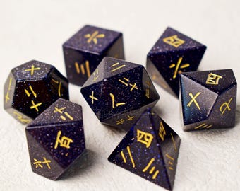 Rose Quartz Kanji Dice, Gemstone Dice, Dungeon And Dragon Dice Set, MTG Dice, Astrology Dice, D&D Dice, Wizard, RPG, Tabletop, Dice Stuff