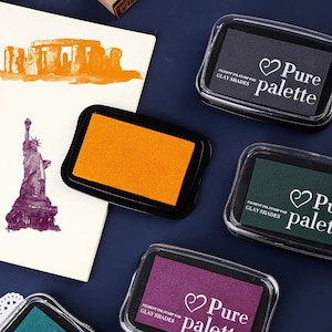 Stamp Ink Pad Set, Inkpad 16 Corlors, Ink Pad Kit, Ink Pad for Wood Rubber Stamps, Clear Stamps, Ink Pad for Paper, Stamp Mate