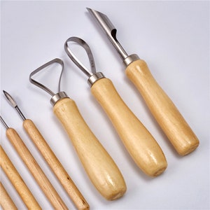 9PCS  Wooden Handle Sculpture Tools, Clay Sculpture Tools, Handicrafts Supply, Clay Pottery Tools Kit,  Ceramics Clay Sculpting Tools Kits