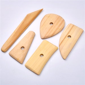 5PCS Wooden Clay Sculpture Tools, Handicrafts Supply, Clay Pottery Tools Kit,  Ceramics Clay Sculpting Tools Kits, Wire Cutter