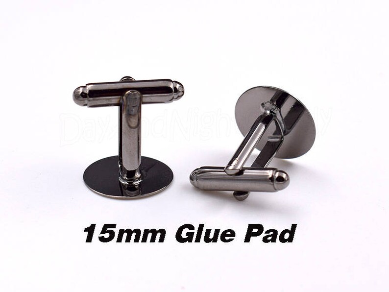 15mm Round Cuff Links Blanks-French cufflinks-Glue On Cuff links-Flat Pad Cuff link-Cufflink with Round Glue pad-15mm Round Glue Pad