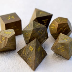Blue Sandstone Kanji Dice, Dice Rock, Dungeon And Dragon Dice Set, MTG Dice, Astrology Dice, D&D Dice, Wizard Dice, RPG, Tabletop, DND