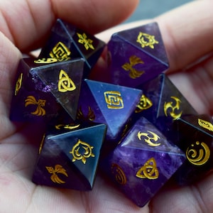 8 pezzi di dadi D8 con pietre preziose, dadi TCG Genius Invokation, Dungeon and Dragon, Critical Role, RPG, D&D, dadi poliedrici, gioco MTG, da tavolo, DnD