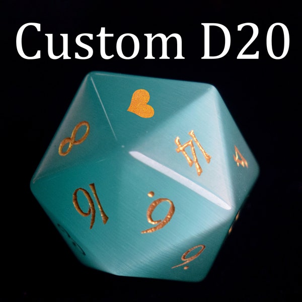 Passen Sie Edelstein W20 an, Gravurbuchstabenwürfel, D & D, personalisierte D20-Würfel für DND-Gamer, benutzerdefinierte Namenswürfel, Dungeons and Dragon, DND, MTG-Würfel an