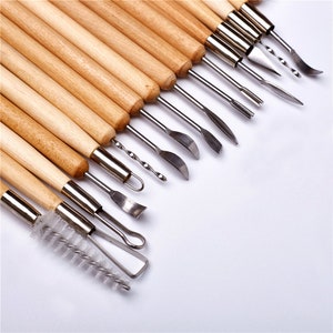30PCS  Wooden Handle Sculpture Tools, Clay Sculpture Tools, Handicrafts Supply, Clay Pottery Tools Kit,  Ceramics Clay Sculpting Tools Kits