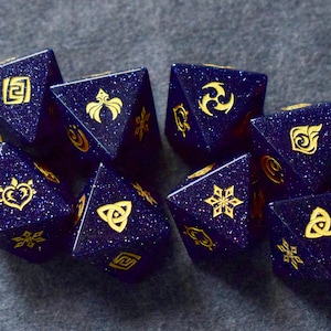 8 STKS edelsteen D8 dobbelstenen, Genius Invokation TCG-dobbelstenen, Dungeon and Dragon, cruciale rol, RPG, D&D, veelvlakkige dobbelstenen, MTG-spel, tafelblad, DnD