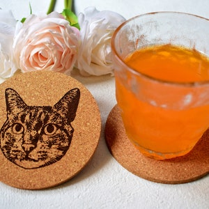 Personalized Name Engagement Coaster, Custom Engraved Cork Family Coaster, Wedding Decor, Party Favors, Business Promotional Items