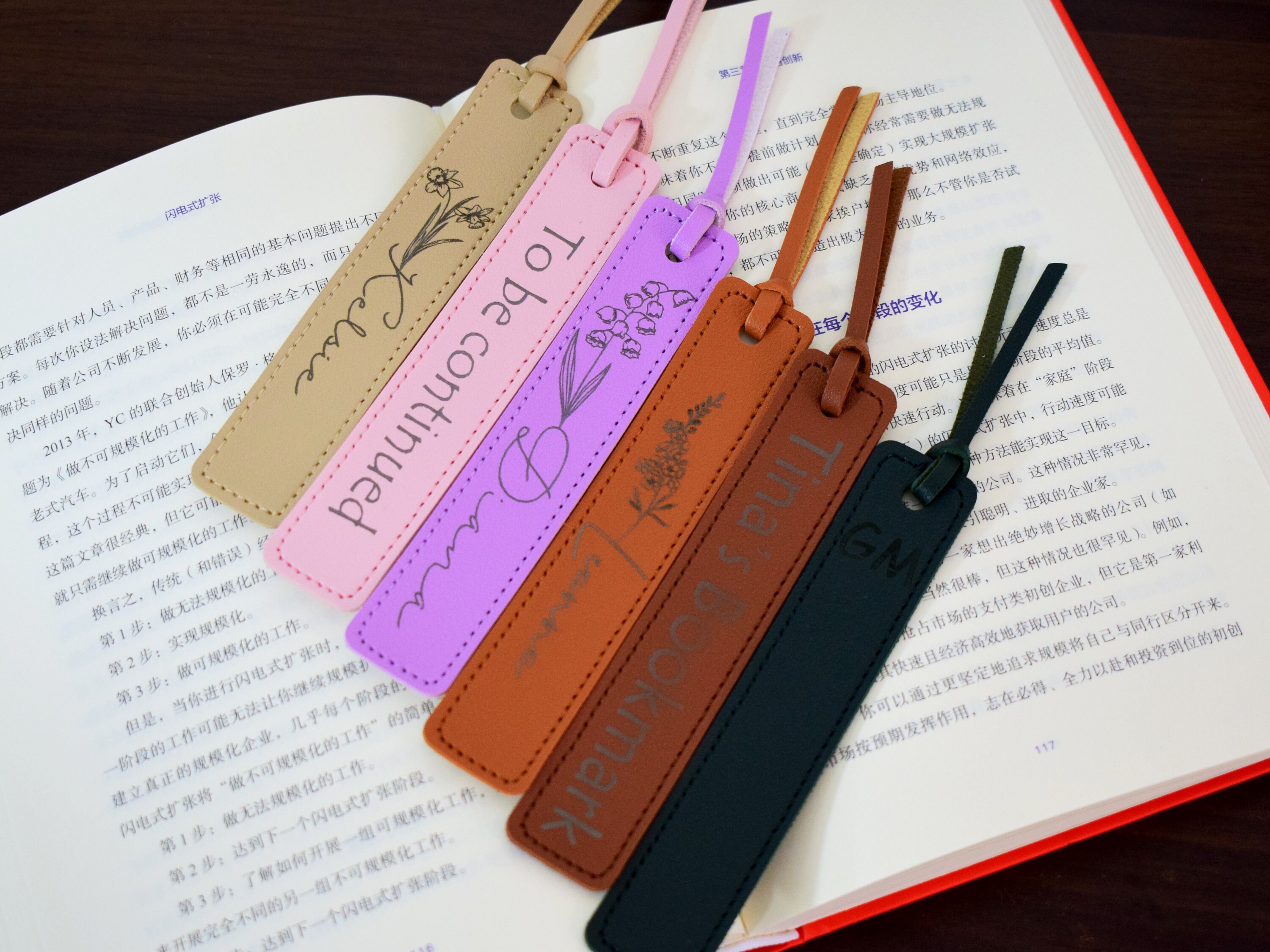 Custom Name Bookmark with Birth Month Flower, Teacher Gift, Reading Gift, Book lover, Personalized PU Leather Book Mark, Quote Bookmark