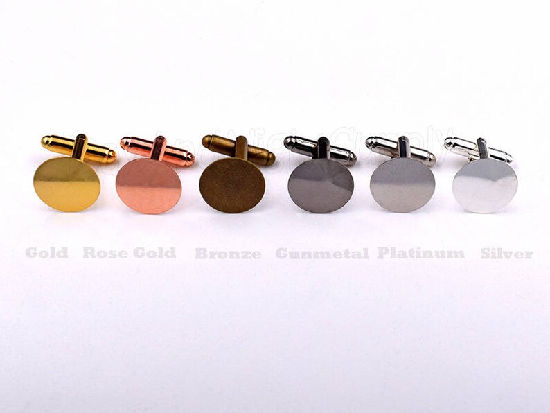 15mm Round Cuff Links Blanks-French cufflinks-Glue On Cuff links-Flat Pad Cuff link-Cufflink with Round Glue pad-15mm Round Glue Pad