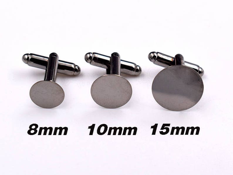 15mm Round Cuff Links Blanks-French cufflinks-Glue On Cuff links-Flat Pad Cuff link-Cufflink with Round Glue pad-15mm Round Glue Pad