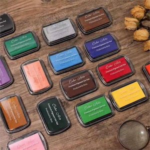 Stamp Ink Pad Set, Stamp-pad Ink, Inkpad 16 Corlors, Ink Pad Kit, Ink Pad for Wood Rubber Stamps, Clear Stamps