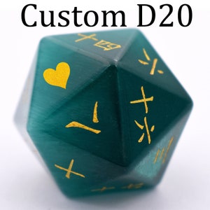 Custom Name Dice, Dungeons and Dragons, Personalized D20 Dice For DND Gamers, Customize Gemstone D20, Engrave Initial Dice, D&D, Chonk D20