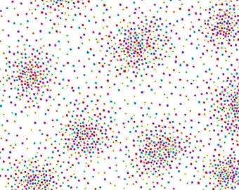 Clothworks Laurel Burch Basics Rainbow Confetti on White Cotton Fabric by the Yard or Select Length Y2663-1