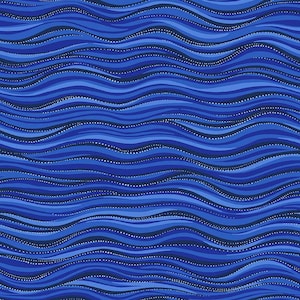Clothworks Laurel Burch Basics Ocean Waves Dark Royal Blue With Silver Metallic ~ Cotton Fabric by the Yard or Select Length ~ Y1331-92SM