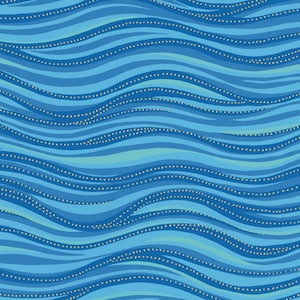Clothworks Laurel Burch Basics Dark Blue Ocean Waves Sea Spirits w/Gold Metallic Cotton Fabric by the Yard or Select Length ~ Y1331-30M