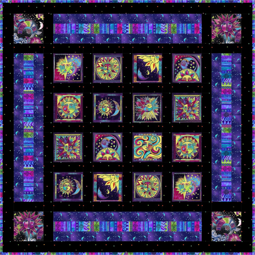 Laurel Burch Celestial Magic Purple Sun and Moon Fabric Quilt - Etsy