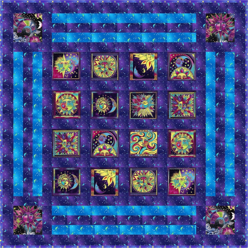 Laurel Burch Celestial Magic Purple Sun and Moon Fabric Quilt - Etsy