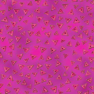Laurel Burch Basics by Clothworks Triangles Pink Raspberry with Gold Metallic Cotton Fabric Y0841-74M