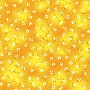 Clothworks Laurel Burch Dogs and Doggies ~ Gold and Yellow Paw Prints OOP Cotton Fabric by the Yard or Select Length ~ Y1799-67