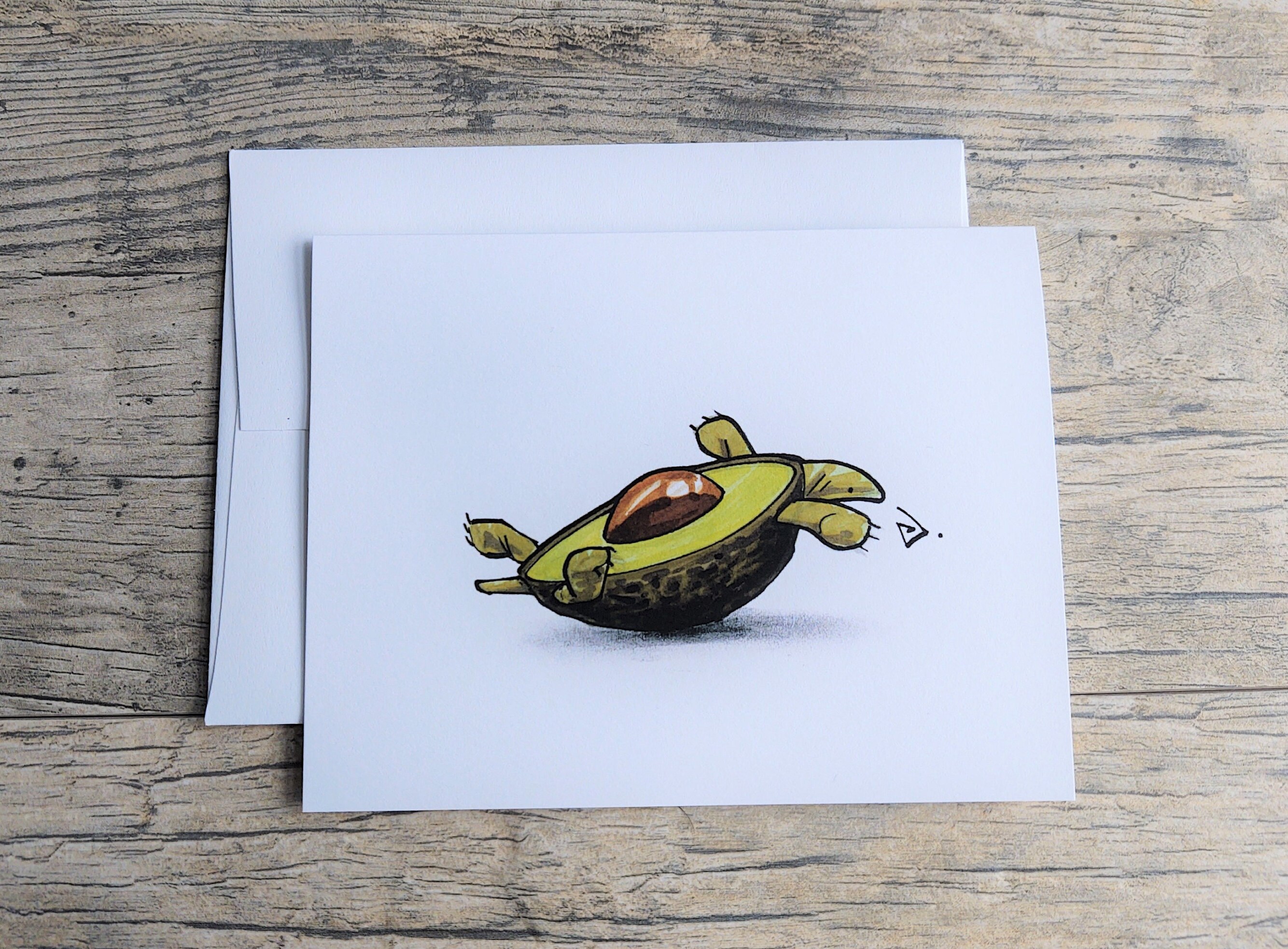 Avocado Turtle Greeting Card | 'avocatle' Whimsical Art Note Card