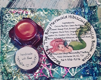 Zeemeermin lippenbalsem glans vetwas hibiscus vanille zilveren glans