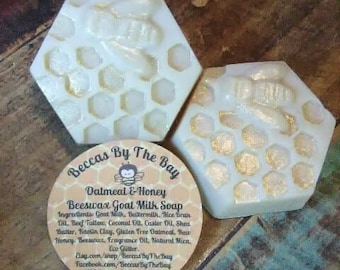 Goat Milk Oatmeal Honey Bee Beeswax Soap Natural Moisturizing Kids Dry Eczema Acne Psoriasis Sensitive Skin Soap Christmas Party Favors