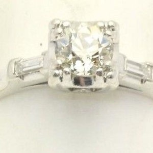 Diamond .60 Carat Old European Cut Engagement Ring Platinum Art Deco