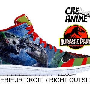 Air Jordan 1 Jurassic Park custom sneakers (hand painted) custom shoes